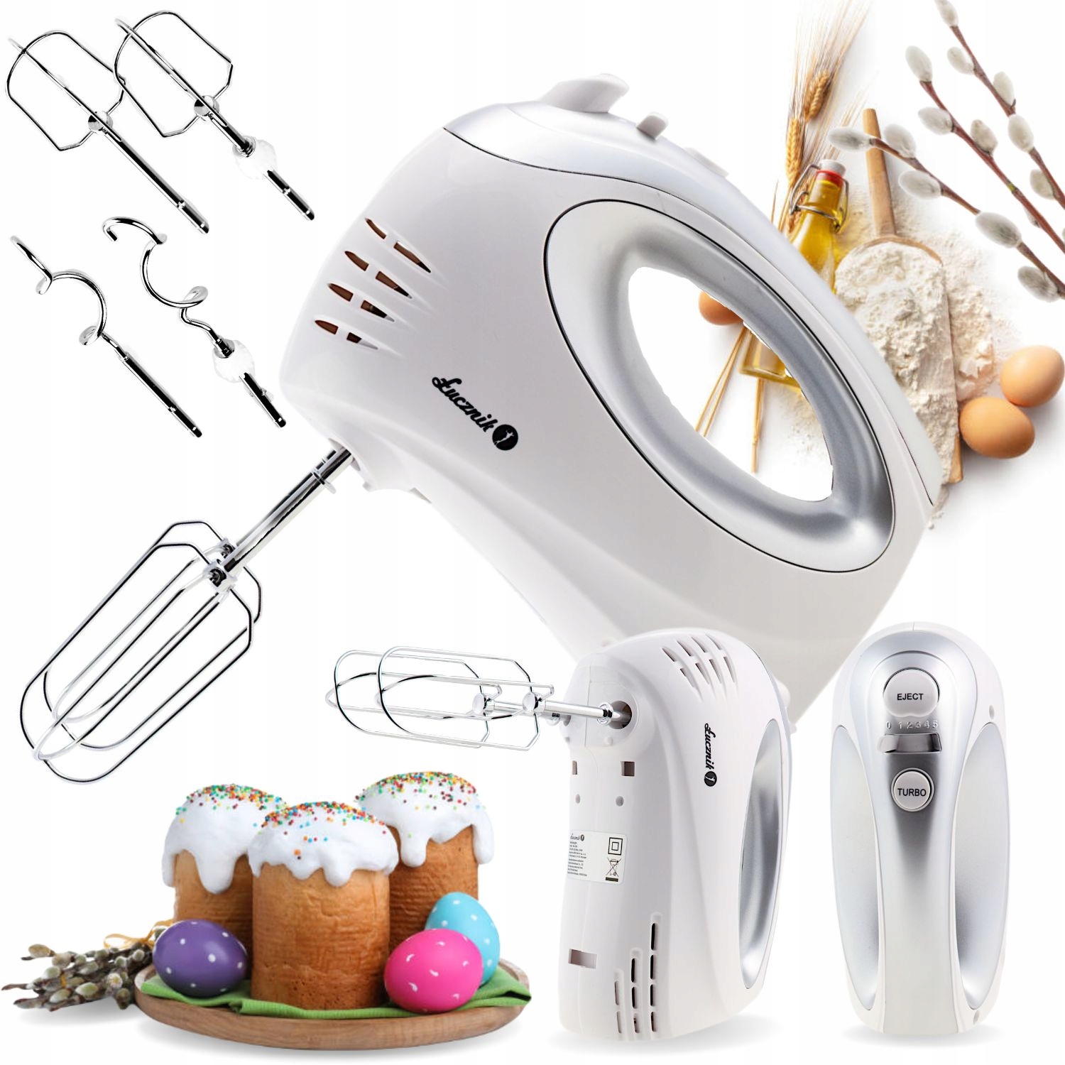 Łucznik HM-2019 ručný mixér 300 W biely